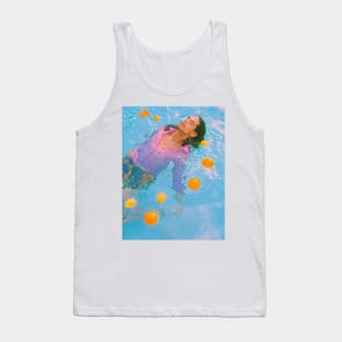 relaxing on the beach ,relaxation blue water swiming pool beach orange in water Tank Top